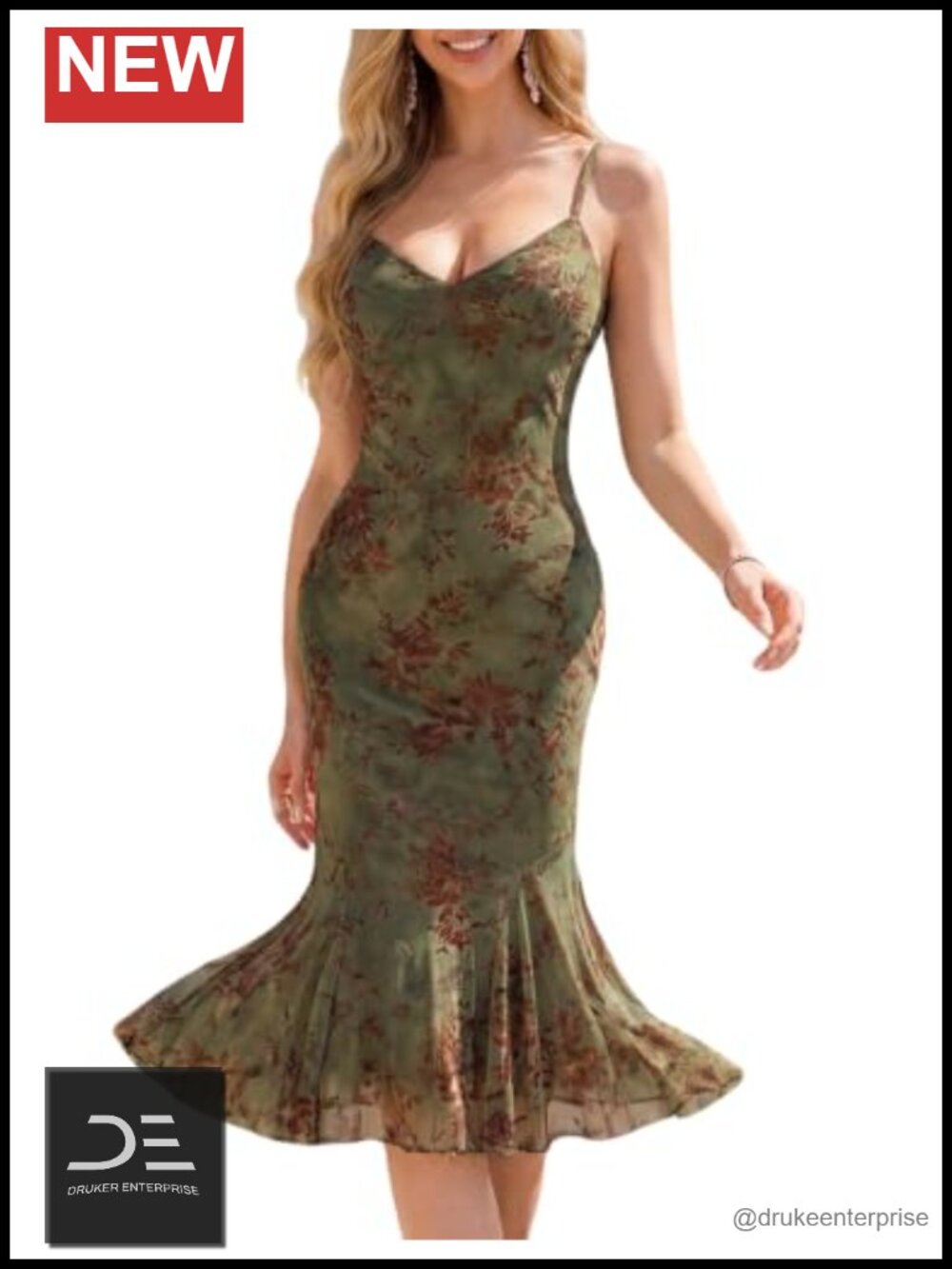Mermaid Formal Evening Dress - 3D Floral Bodycon Gown for Weddings